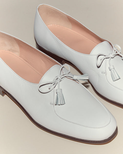 靴 Luca Grossi Tassel Loafers White Fringe Masculine Loafer – La Garçonne
