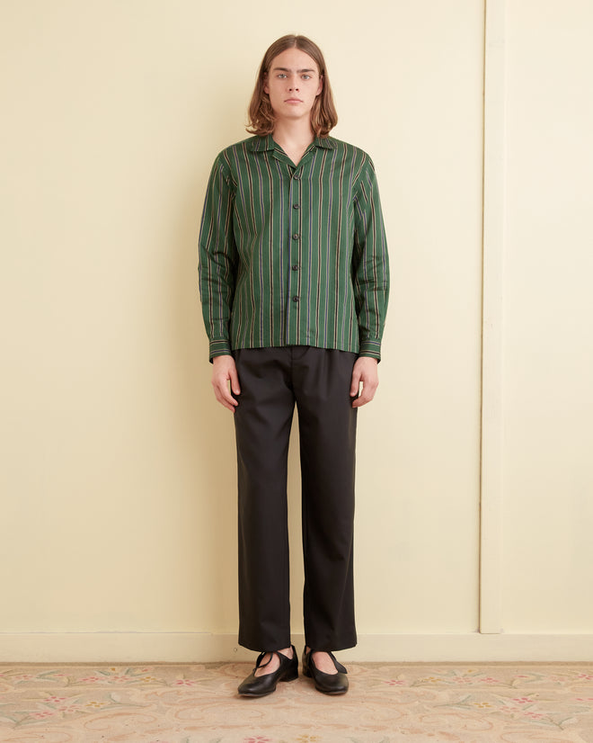 Tropical Wool Double-Button Trousers