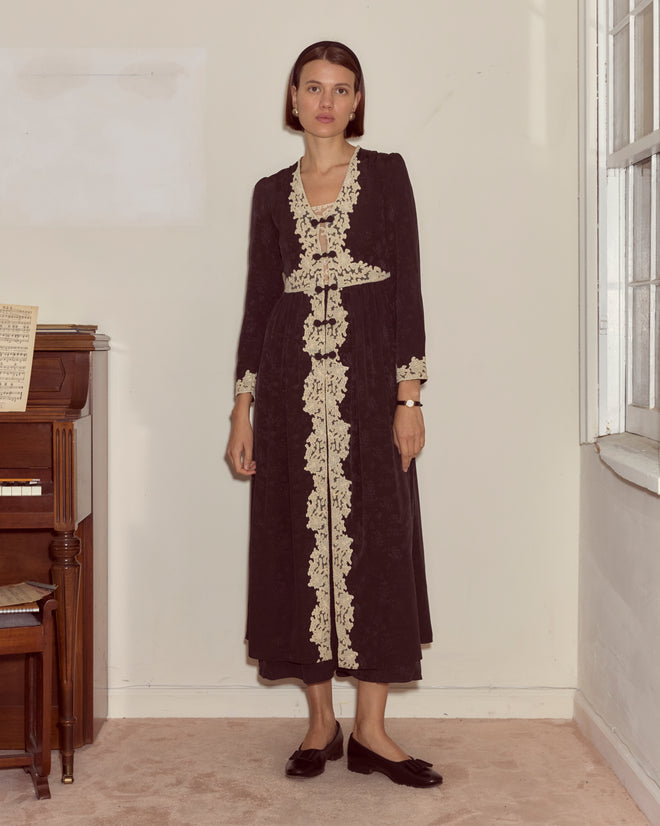 Trousseau Lace Dress - Black