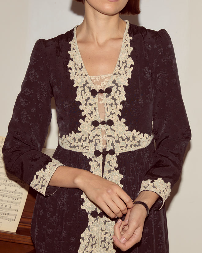 Trousseau Lace Dress - Black