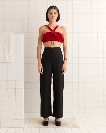 Velvet Ruffle Bra UNDERPINNINGS BODE New York