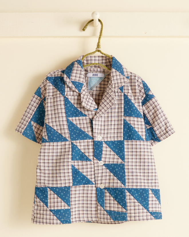 Wandering Lover Quilt Kid’s Shirt - Blue KIDS BODE New York