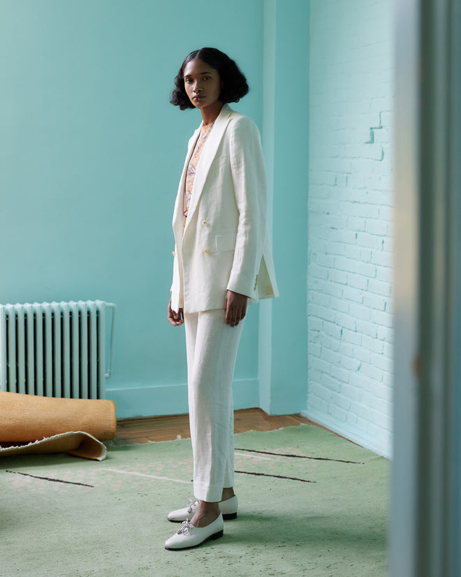 Linen Double-Breasted Suit Jacket - Ivory JACKETS BODE New York