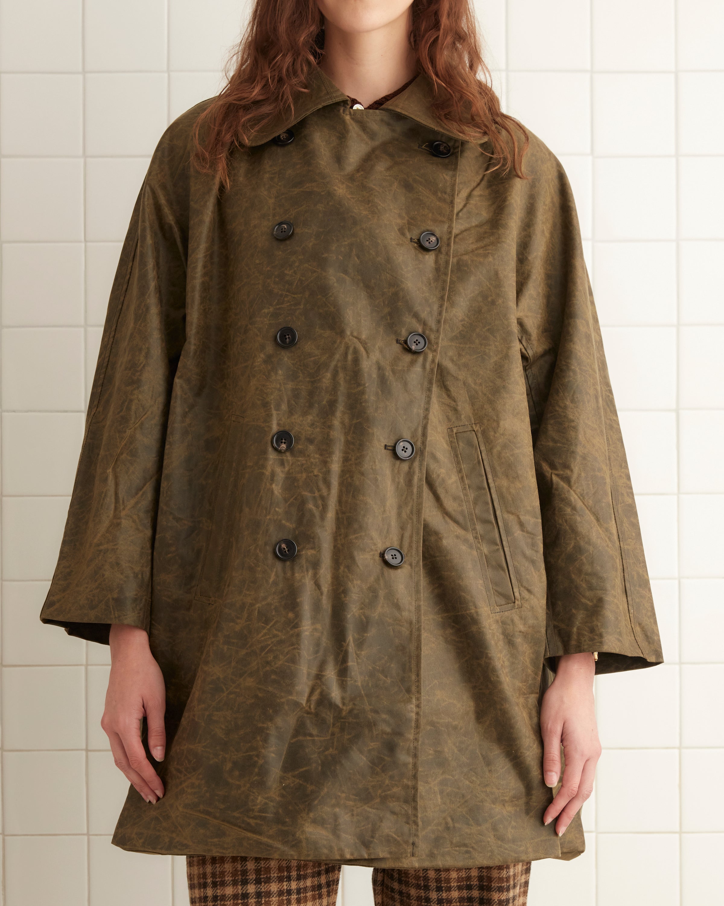 Waxed Swing Peacoat - Brown – BODE
