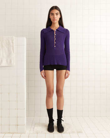 Quincy Top - Purple WOMENS KNIT TOPS BODE New York