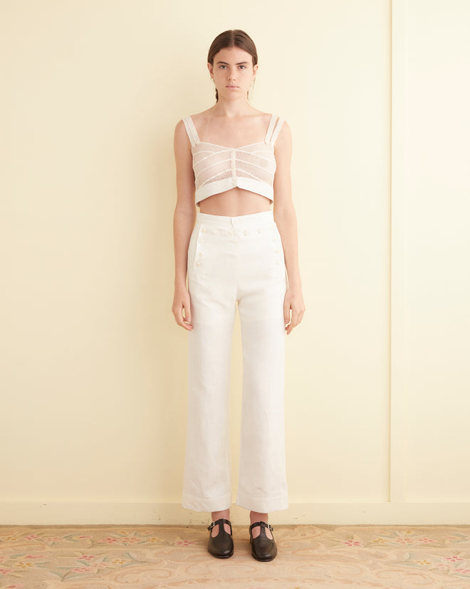 Linen Sailor Trousers - White