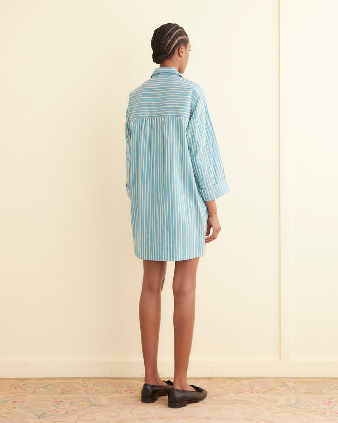 Shore Stripe Quincy Dress L / Blue