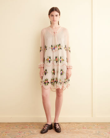 Embroidered Suncherry Dress