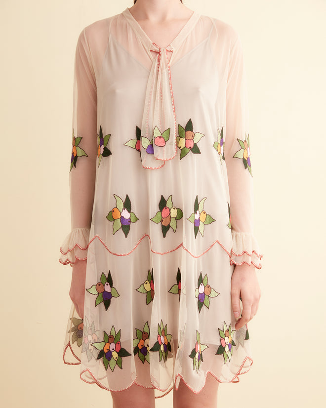 designer embroidered dresses Embroidered Suncherry Dress M / Multi