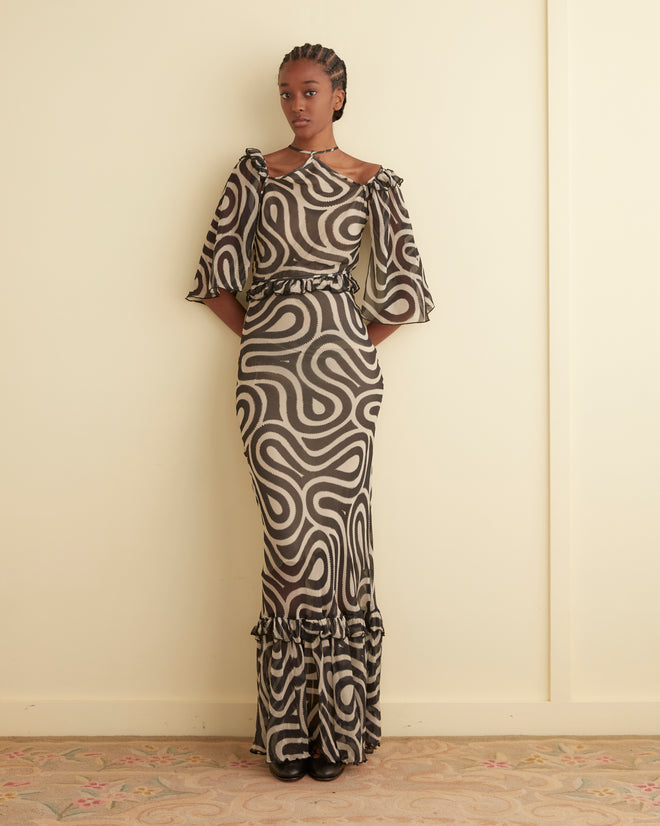 printed evening dress Andrea and Leo A1466 Prom Dress - Blue