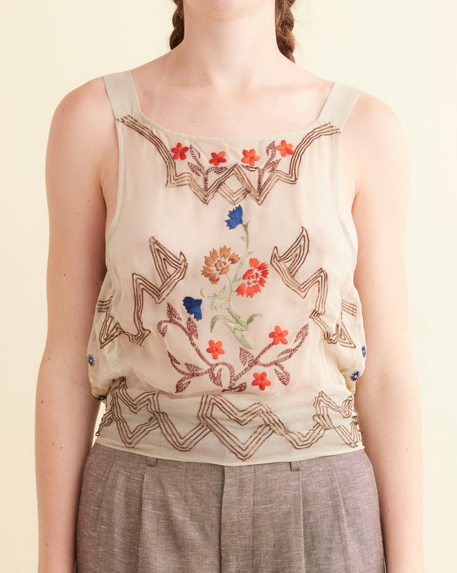 Embroidered Flower Study Top