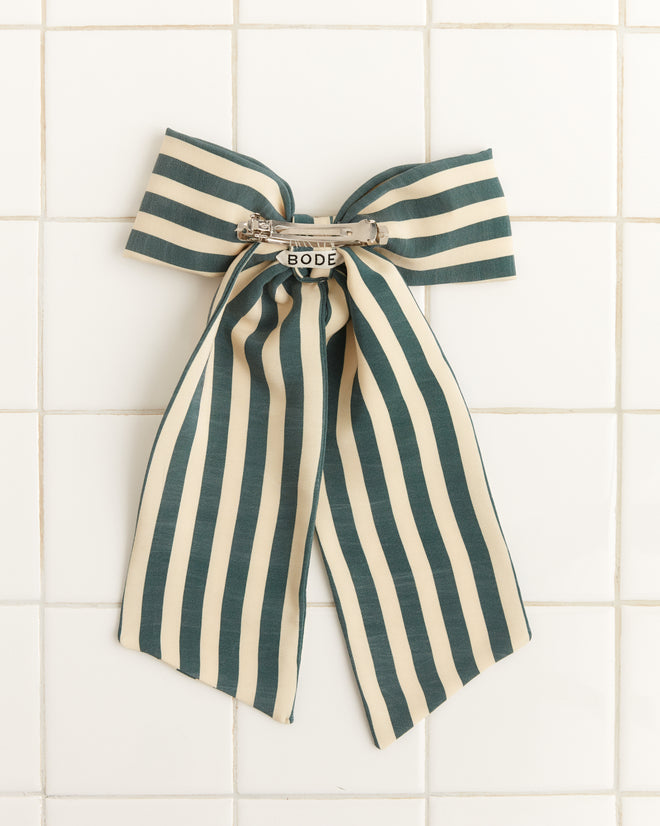 Soda Stripe Bow Barrette ACCESSORIES BODE New York