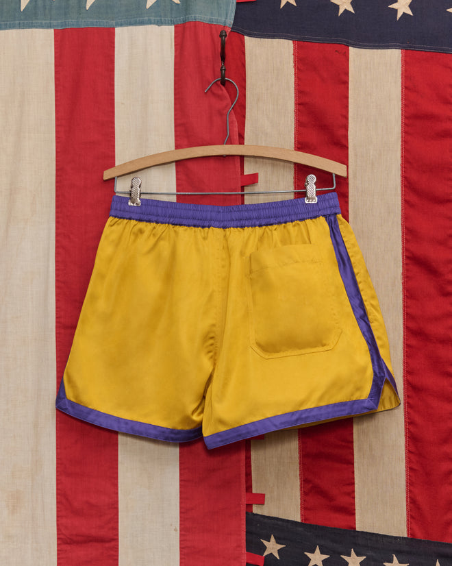 Satin Gym Shorts - Yellow/Purple