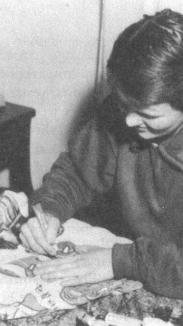 historical image of person hand-drawing on corduroy