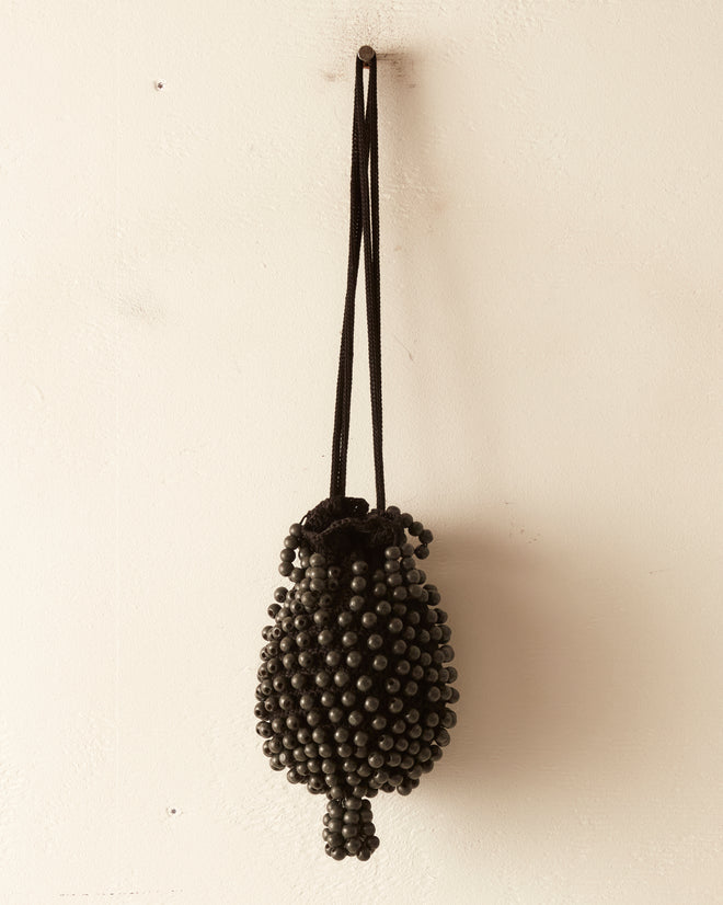 Beaded Crochet Bag - Black
