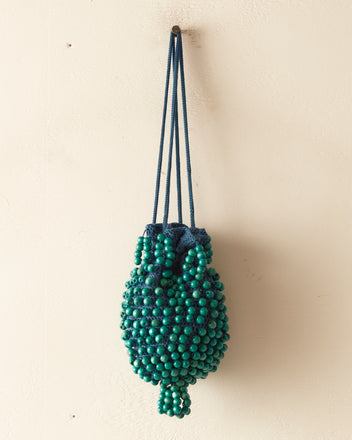 Beaded Crochet Bag - Blue
