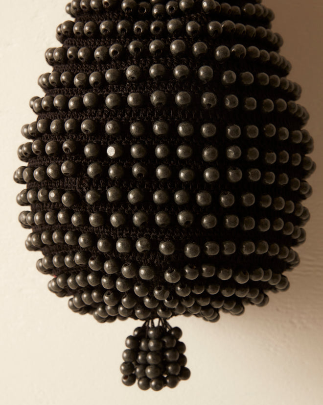 Large Beaded Crochet Bag - Black