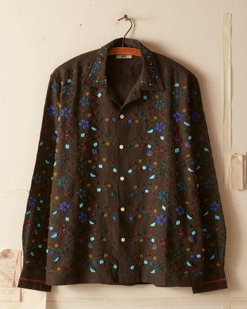 Beaded Trailing Blossom Shirt - Black SHIRT BODE New York