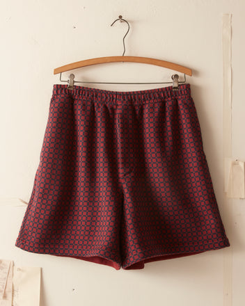 Checker Jacquard Rugby Short - Navy and Maroon SHORTS BODE New York