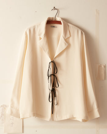 Micro Tie Long Sleeve Shirt - Cream Black SHIRT BODE New York