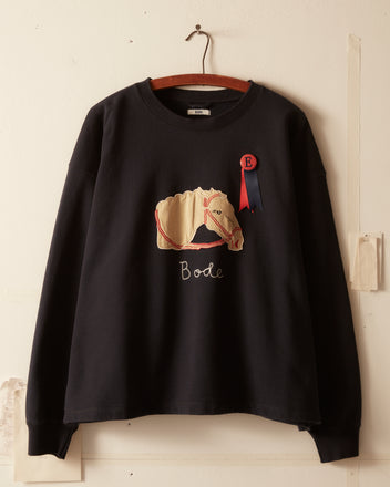 Pony Appliqué Crewneck - Midnight CUT AND SEW BODE New York