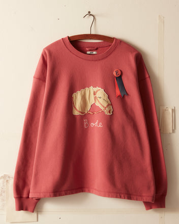 Pony Appliqué Crewneck - Pink CUT AND SEW BODE New York