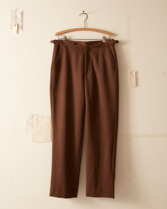 Twill Side Buckle Trousers - Brown TROUSERS BODE New York