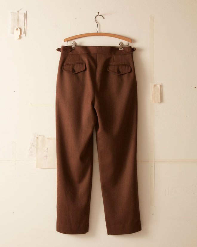Twill Side Buckle Trousers - Brown TROUSERS BODE New York
