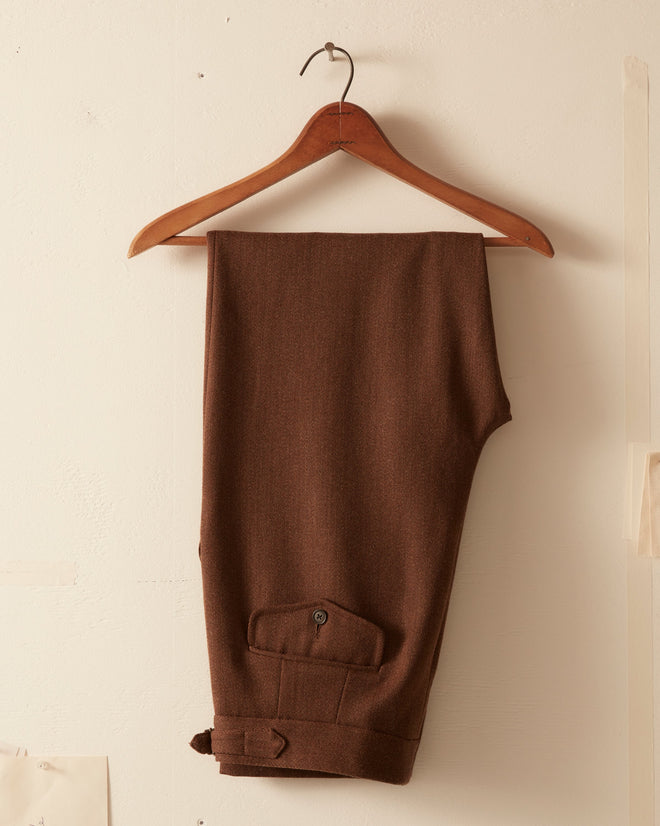 Twill Side Buckle Trousers - Brown TROUSERS BODE New York