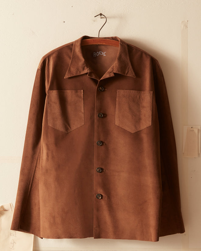 Suede Shirt Jacket - Brown