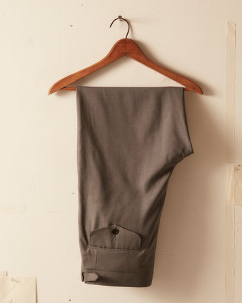 Tropical Wool Side Buckle Trousers - Grey