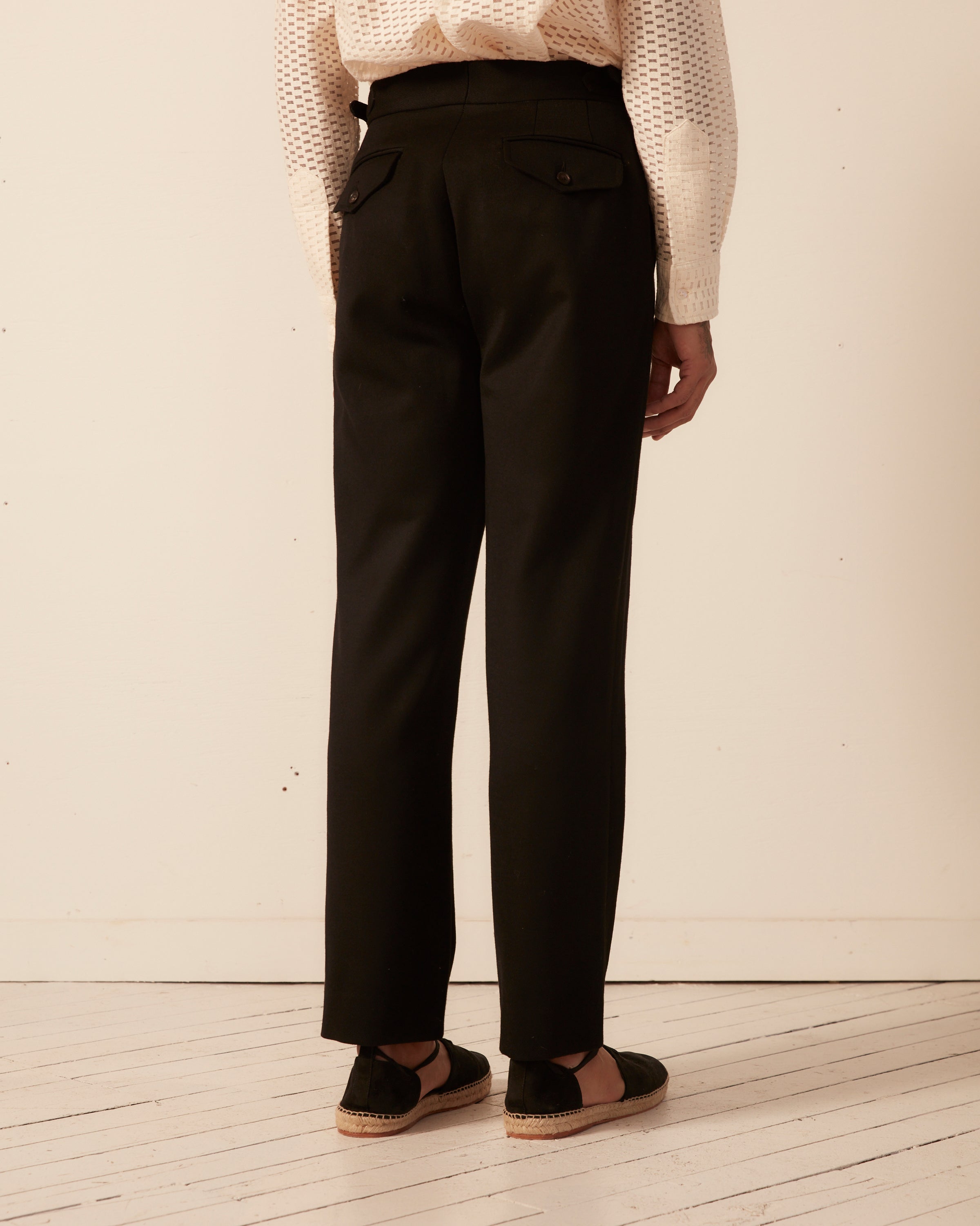 Twill Side-Buckle Trousers - Black – BODE