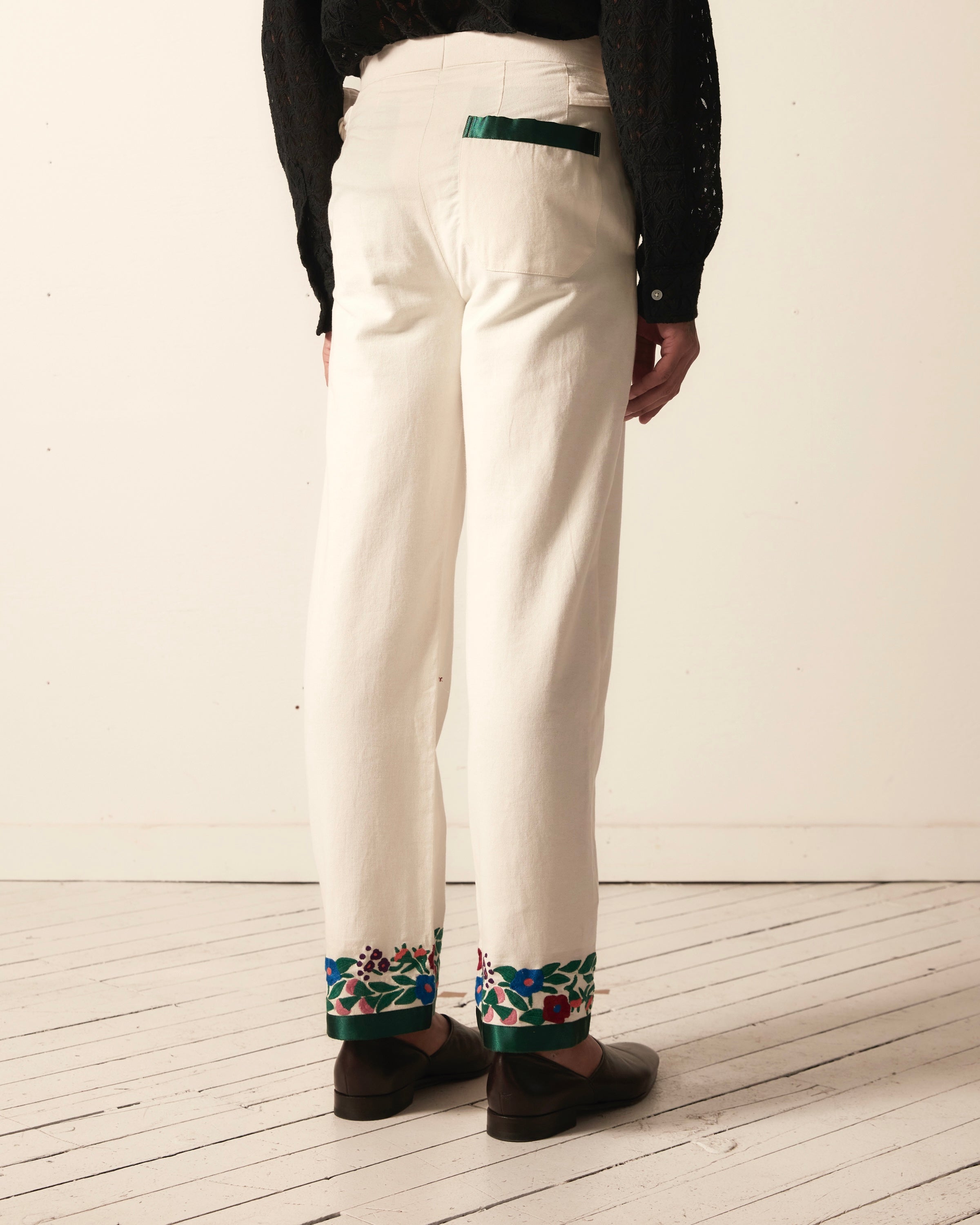 パンツ bode embroidery cotton pants Embroidered Scrollwork Trousers – BODE