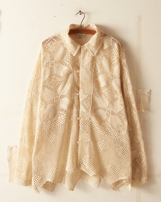 Champagne Leaf Crochet Shirt - L/XL