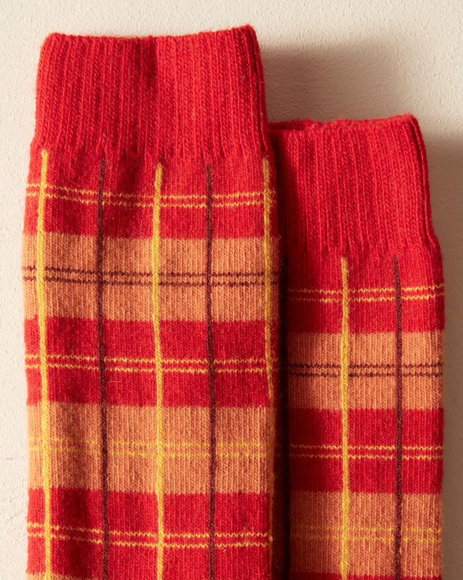 County Plaid Socks - Red Multi