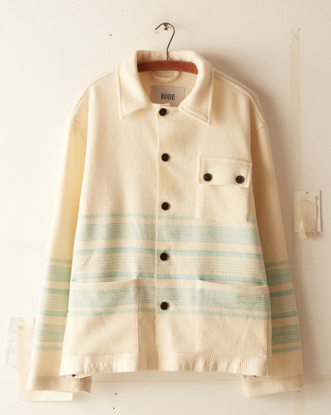 Cream Candy Stripe Blanket Jacket - M/L