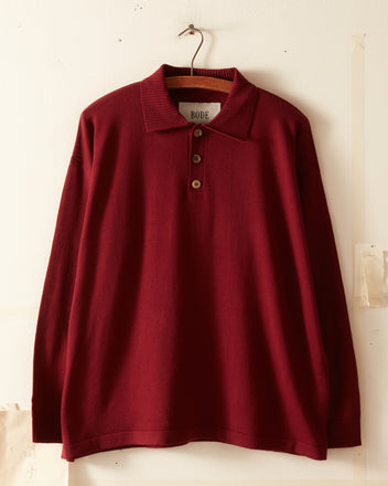 Solid Cycling Polo - Maroon KNITWEAR BODE New York
