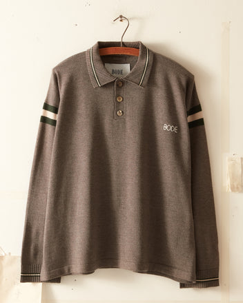 Duotone Stripe Cycling Polo - Grey KNITWEAR BODE New York