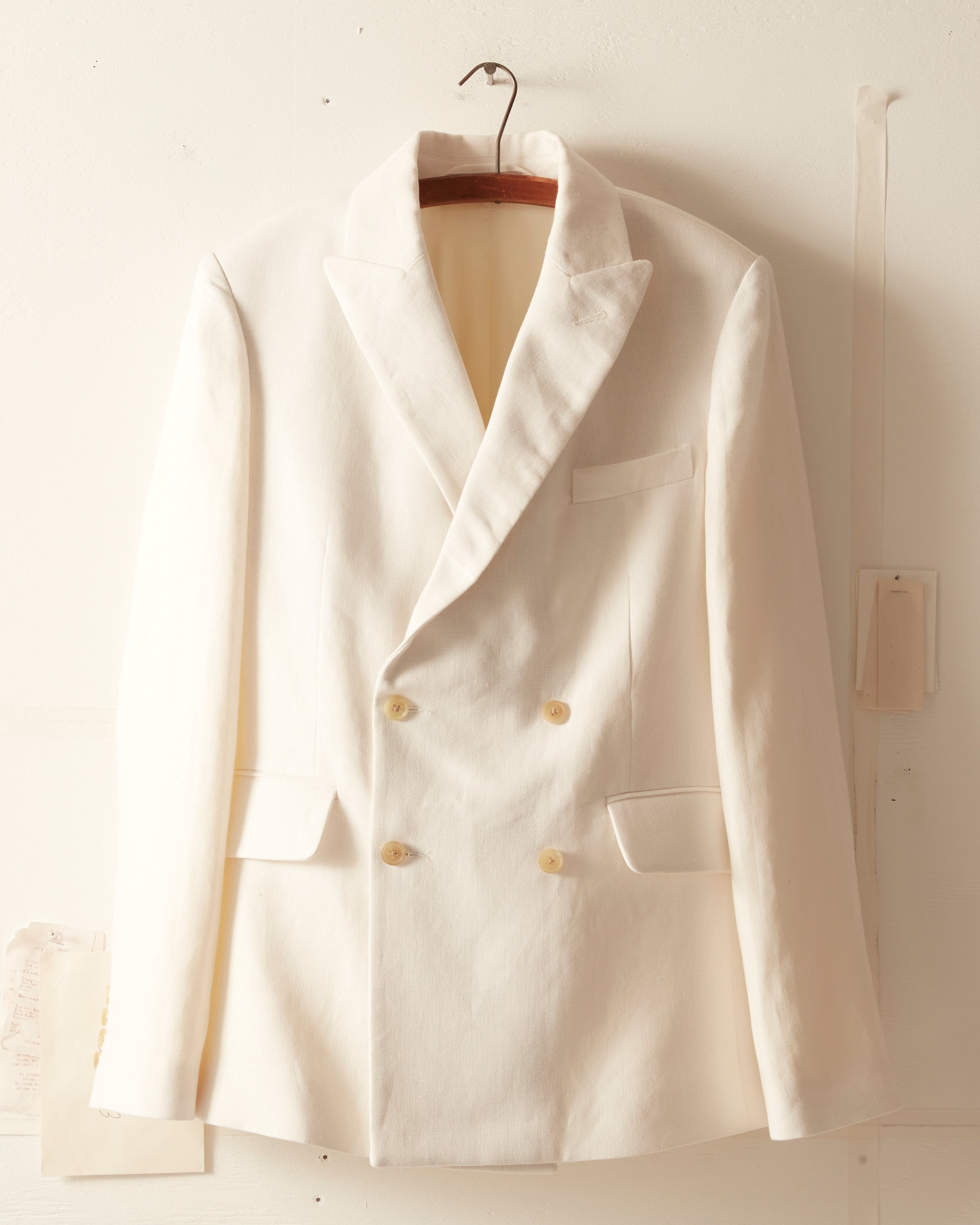 Linen Double-Breasted Suit Jacket - Ivory – BODE