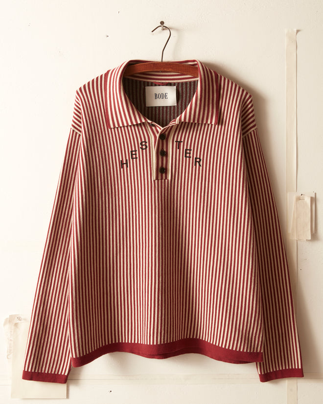 Hester Street Polo - Red/Cream KNITWEAR BODE New York