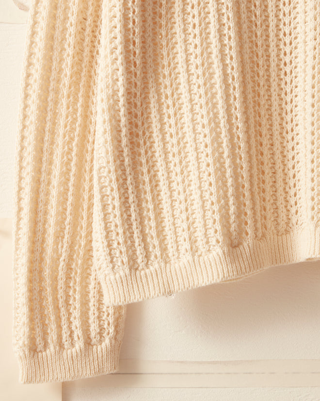 Pointelle Polo Long Sleeve - Cream KNITWEAR BODE New York