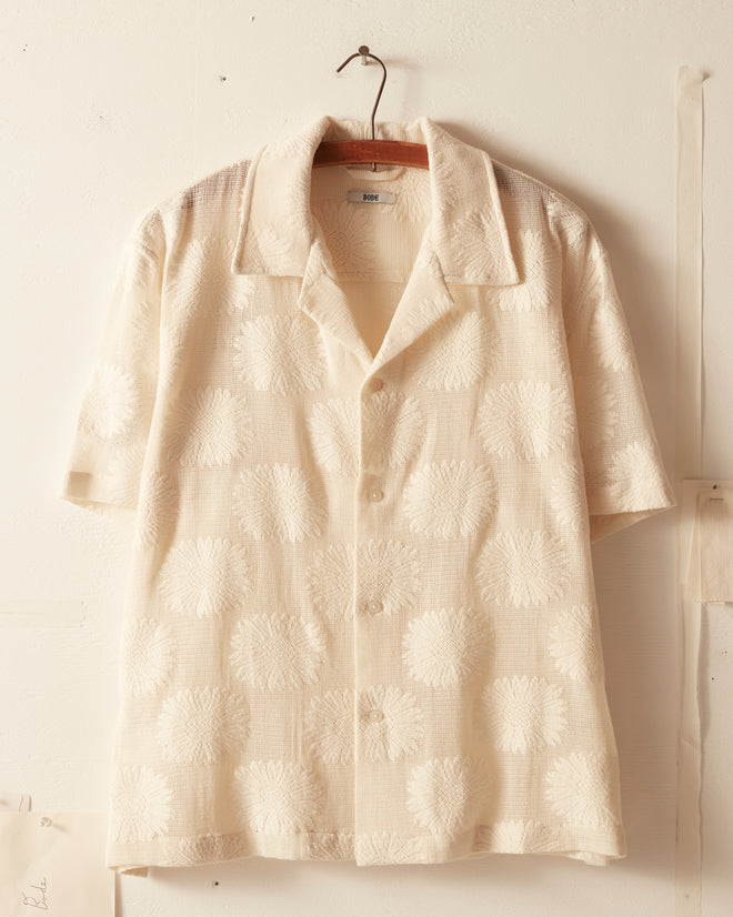 Sunflower Lace Short Sleeve Shirt - Ecru