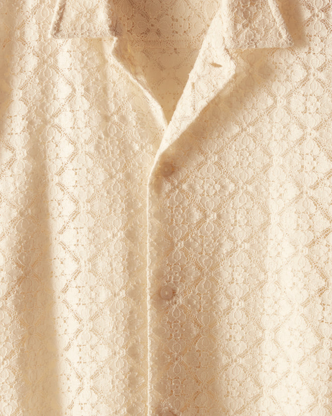 Tile Lace Short Sleeve Shirt - Ecru SHIRT BODE New York