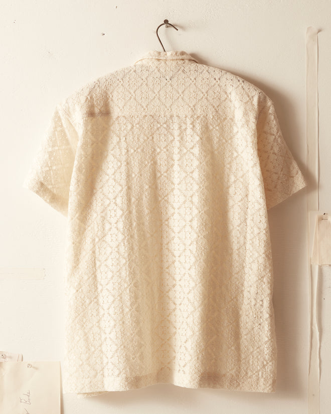 Tile Lace Short Sleeve Shirt - Ecru SHIRT BODE New York