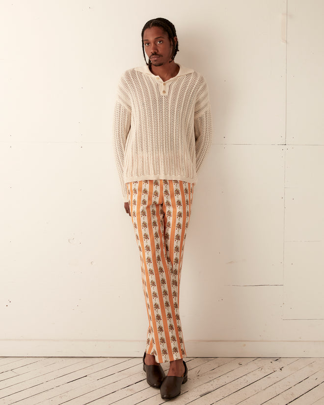 Pointelle Polo Long Sleeve - Cream KNITWEAR BODE New York