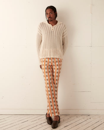 Pointelle Polo Long Sleeve - Cream KNITWEAR BODE New York