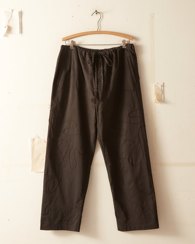 Rickrack Pajama Pants - Black TROUSERS BODE New York