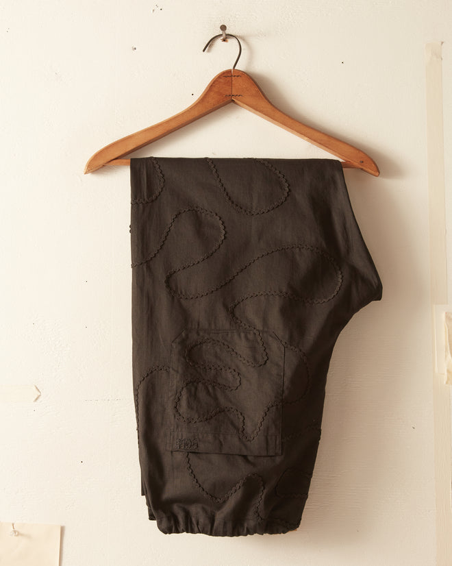 Rickrack Pajama Pants - Black TROUSERS BODE New York