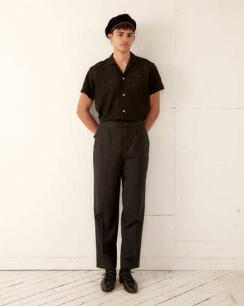 Tile Lace Short Sleeve Shirt - Black SHIRT BODE New York