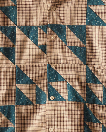 Wandering Lover Quilt Long Sleeve Shirt - Blue SHIRTS BODE New York